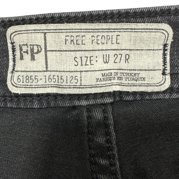 Free People Black Charcoal Grey High Rise Bell Bottom Flare Jeans 27 Retro 70s - Picture 3 of 16